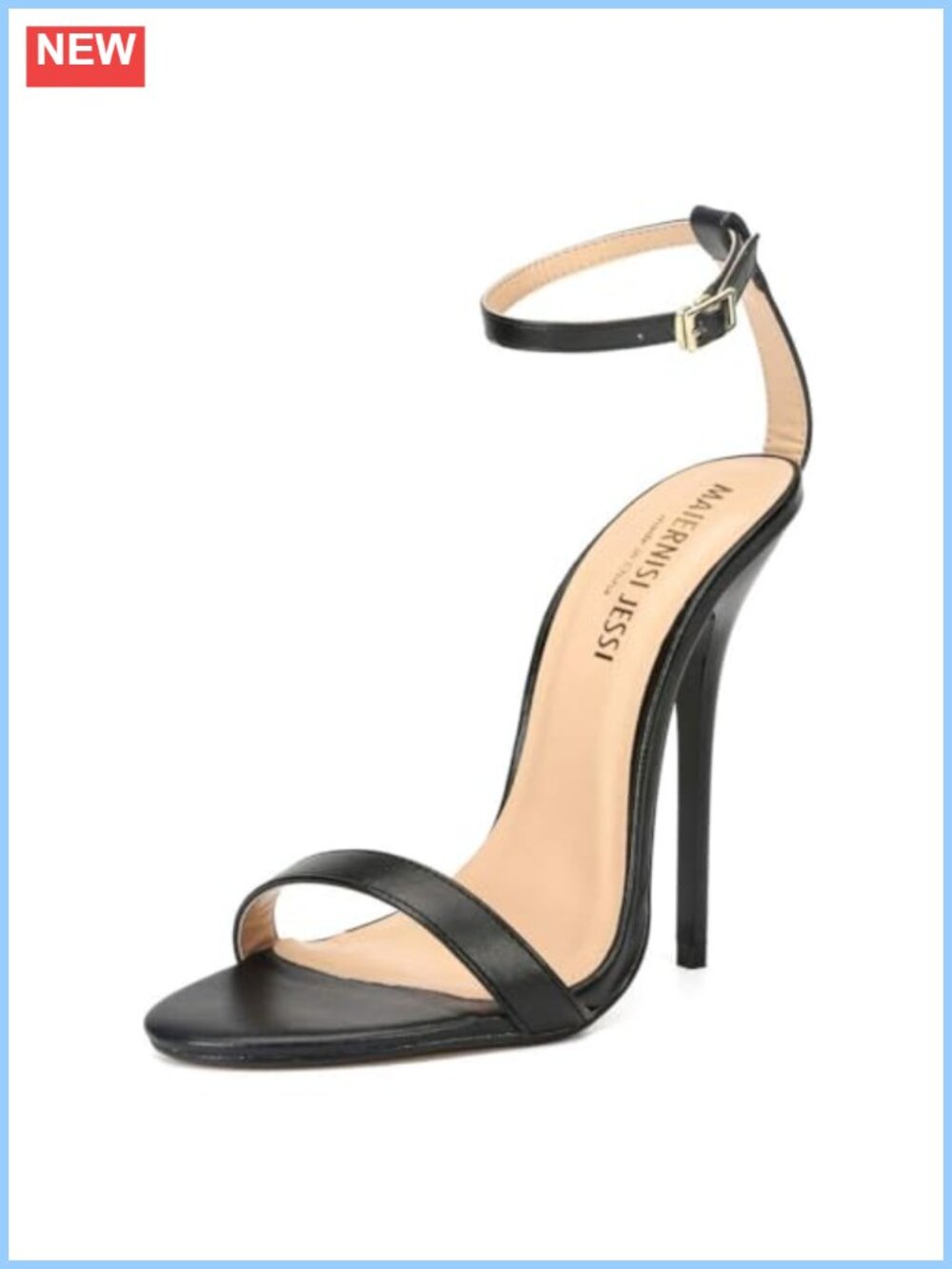 Unisex High Heel Sandals Ankle Strap Open Toe Stiletto 5.1 Inch Heels